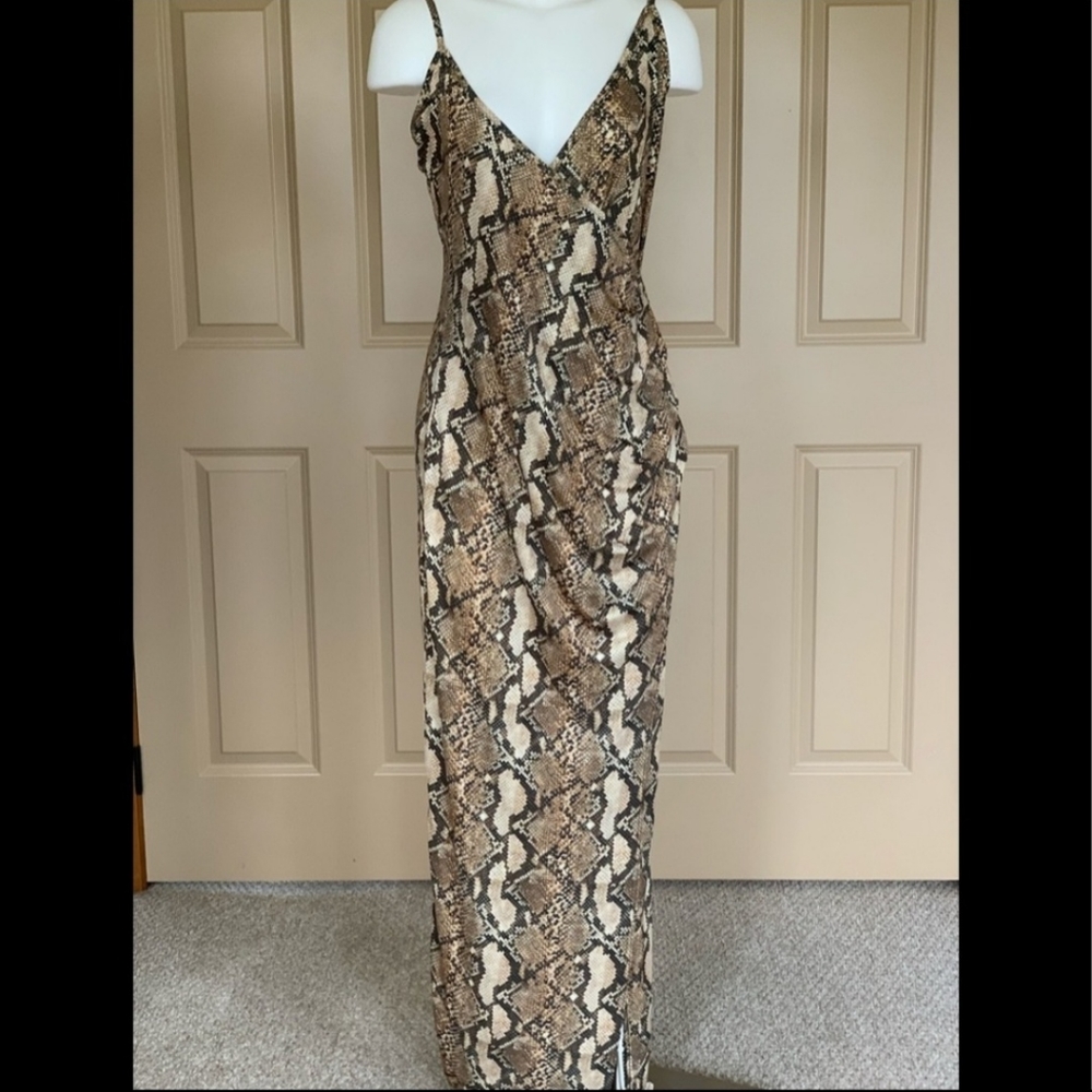PrettyLittleThing Wrap top snake print maxi dress